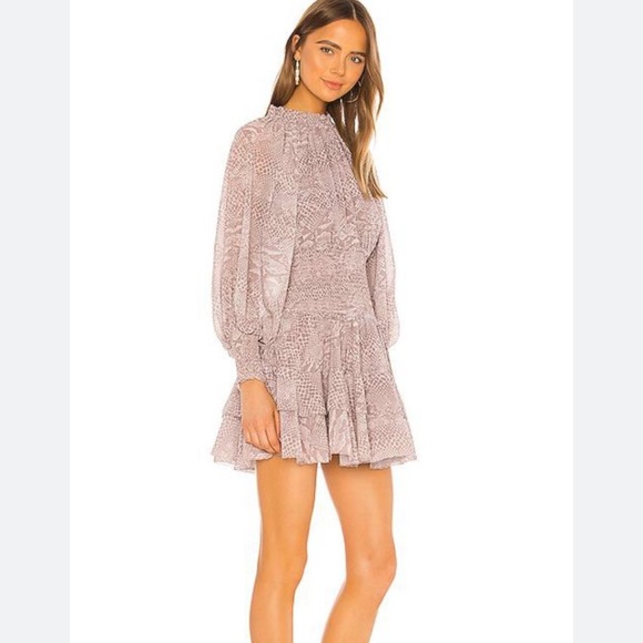 Cleobella snake print dress with smocked bodice and cuffs size small - Picture 4 of 6